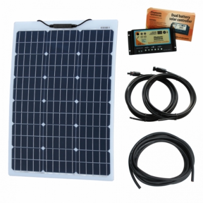 photonic universe 60w 12v reinforced semi-flexible dual battery solar charging kit
