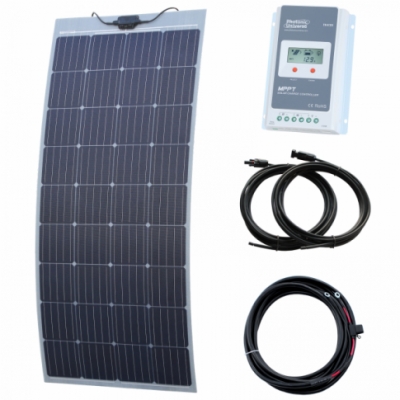 photonic universe 180w semi-flexible solar charging kit with austrian textured fibreglass solar panel (with self-adhesive backing)