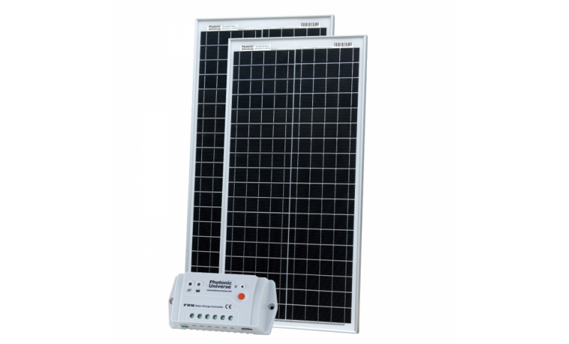 photonic universe 80w (40w + 40w) 12v solar charging kit with 10a solar controller and 2 x 5m cables