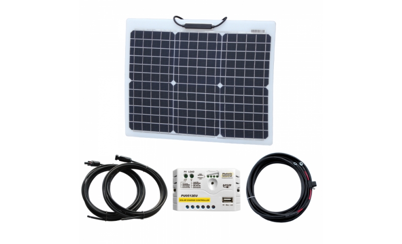 photonic universe 30w 12v reinforced semi-flexible solar charging kit