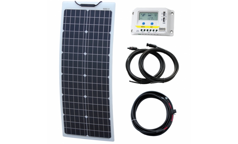 photonic universe 50w 12v reinforced semi-flexible solar charging kit