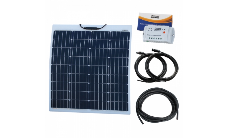 photonic universe 80w 12v reinforced semi-flexible dual battery solar charging kit