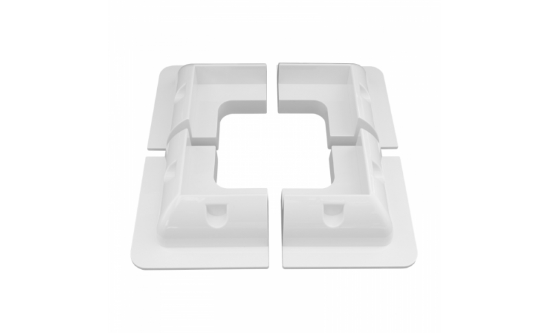 set of 4 lightweight white plastic corner mounting brackets for campervan, caravan, motorhome, boat or any flat roofs and surfaces