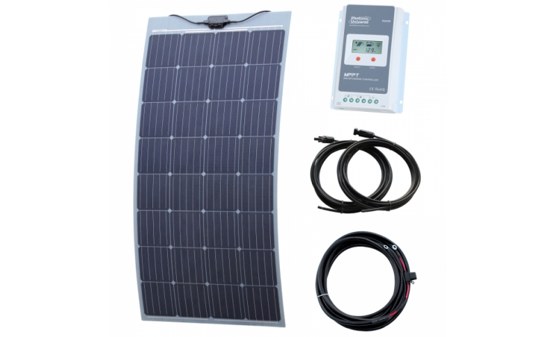 photonic universe160w semi-flexible solar charging kit with austrian textured fibreglass solar panel (with self adhesive backing)