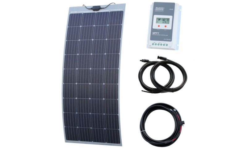 photonic universe 180w semi-flexible solar charging kit with austrian textured fibreglass solar panel (with self-adhesive backing)