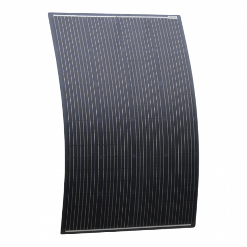 150w black semi-flexible fibreglass solar panel with round rear junction box and 3m cable, with durable etfe coating