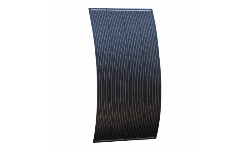 photonic universe 200w black semi-flexible fibreglass solar panel with round rear junction box and 3m cable, with durable etfe coating