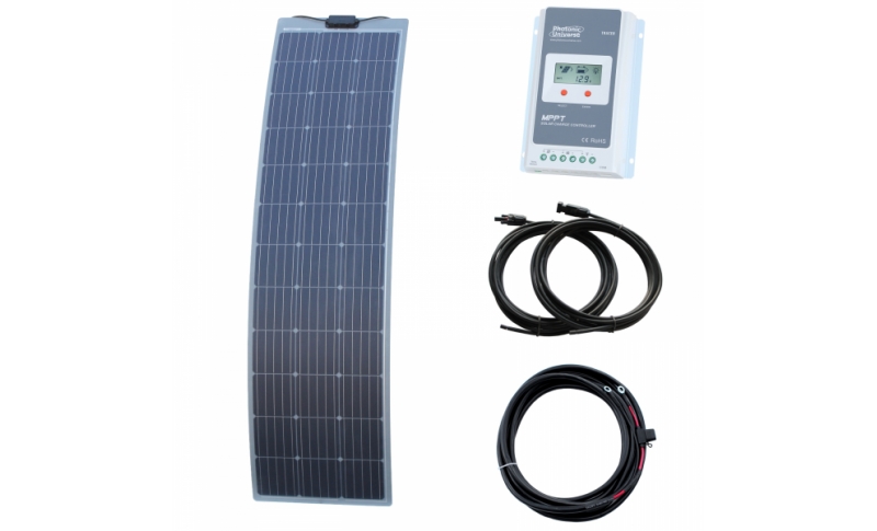 photonic universe160w narrow semi-flexible solar charging kit with austrian textured fibreglass solar panel