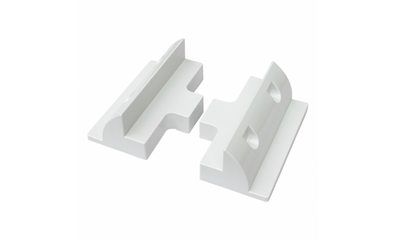 set of 2 heavy duty white plastic side mounting brackets for campervan, caravan, motorhome, boat or any flat roofs and surfaces