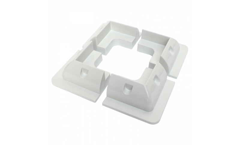 set of 4 heavy duty white plastic corner mounting brackets for campervan, caravan, motorhome, boat or any flat roofs and surfaces