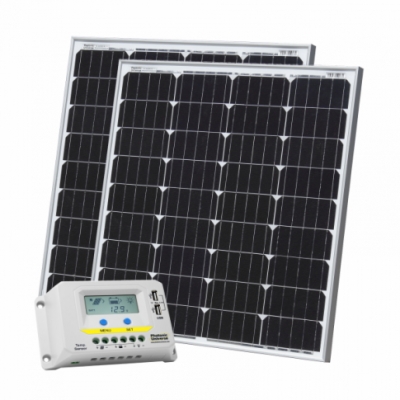 photonic universe 160w (80w + 80w) 12v solar charging kit with 20a solar controller and 2 x 5m cables