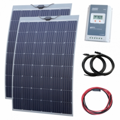 photonic universe 480w (2 x 240w) semi-flexible solar charging kit with austrian textured fibreglass solar panel 