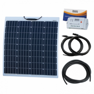 photonic universe 80w 12v reinforced semi-flexible dual battery solar charging kit