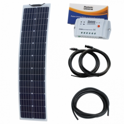 photonic universe 80w 12v narrow reinforced semi-flexible solar charging kit