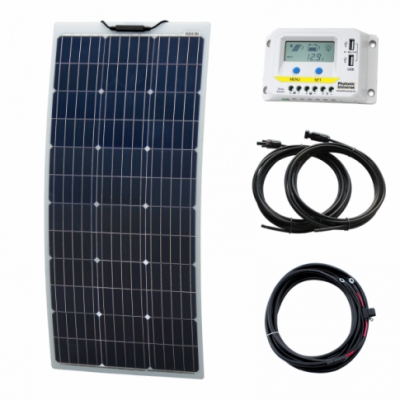 photonic universe 100w 12v narrow reinforced semi-flexible dual battery solar charging kit