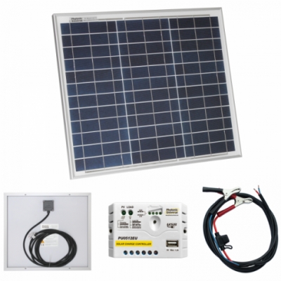 photonic universe 30w 12v solar trickle charging kit with 5a solar controller and battery cable with crocodile clips