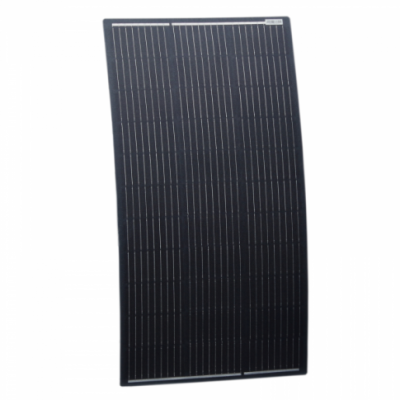 100w black semi-flexible fibreglass solar panel with round rear junction box and 3m cable, with durable etfe coating