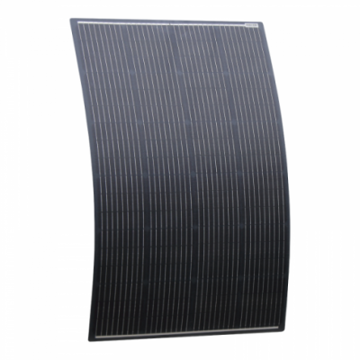 150w black semi-flexible fibreglass solar panel with round rear junction box and 3m cable, with durable etfe coating