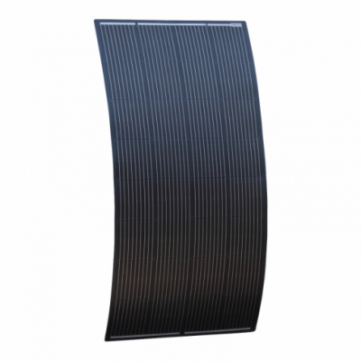 photonic universe 200w black semi-flexible fibreglass solar panel with round rear junction box and 3m cable, with durable etfe coating