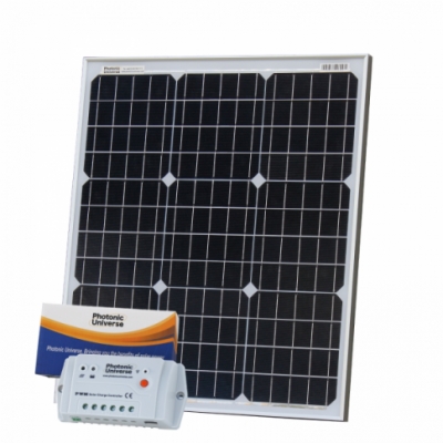 photonic universe 50w 12v solar charging kit with 10a solar controller and 5m cable with mc4 connectors