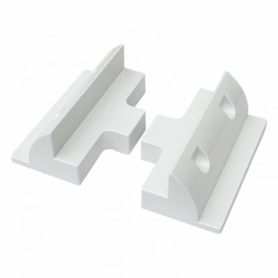 set of 2 heavy duty white plastic side mounting brackets for campervan, caravan, motorhome, boat or any flat roofs and surfaces