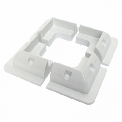 set of 4 heavy duty white plastic corner mounting brackets for campervan, caravan, motorhome, boat or any flat roofs and surfaces